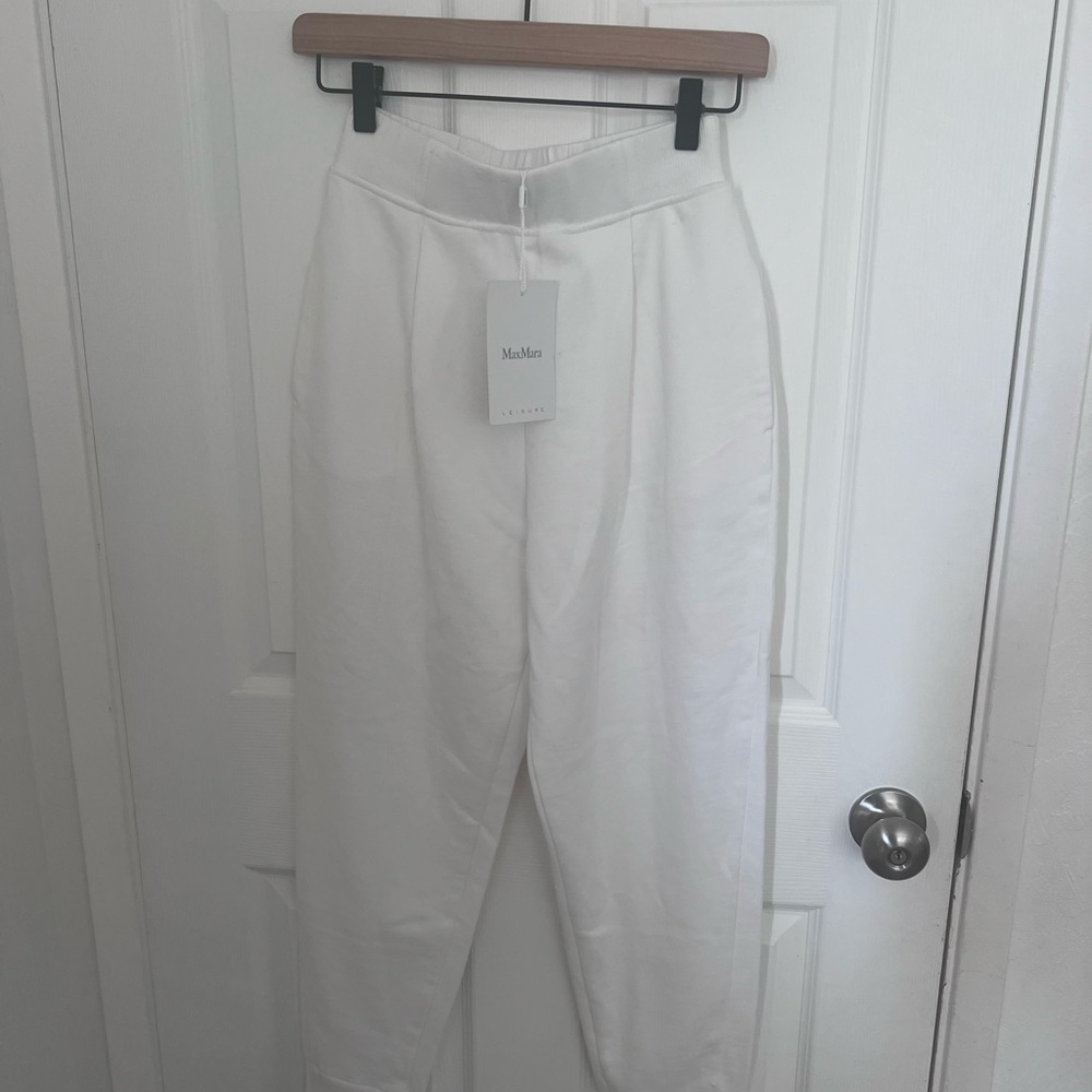 MaxMara White Straight-Leg High-Rise Trousers